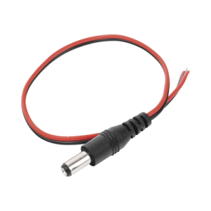 cable con conector macho (pigtail) / alimentación para vcc con puntas libres / polarizado / largo 22cm / calibre 22awg.