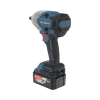 llave de impacto inalámbrica de 20 v, incluye 2 baterías de 5.0 ah, cargador y estuche plástico.