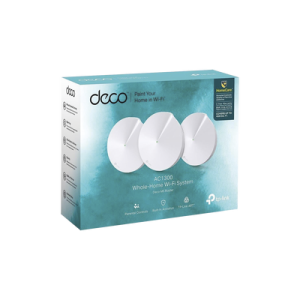 kit 3 routers inalámbricos mesh interior para hogar / doble banda wi fi 5 ac1300 mbps / 2 puerto gigabit wan/lan / 4 antenas internas / administración mediante la app deco (ios, android) / protección homecare