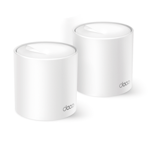 kit 2 routers inalámbricos mesh interior para hogar / doble banda wi fi 6 ax1500 mbps / 2 puerto gigabit wan/lan / 2 antenas internas / administración mediante la app deco (ios, android) / protección homeshield