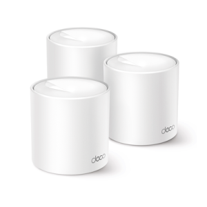 kit 3 routers inalámbricos mesh interior para hogar / doble banda wi fi 6 ax1500 mbps / 2 puerto gigabit wan/lan / 2 antenas internas / administración mediante la app deco (ios, android) / protección homeshield