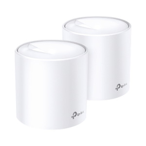 kit 2 routers inalámbricos mesh interior para hogar / doble banda wi fi 6 ax1800 mbps / 2 puerto gigabit wan/lan / 2 antenas internas / administración mediante la app deco (ios, android) / protección homeshield