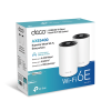 kit 2 routers inalámbricos mesh interior para hogar / doble banda wi fi 6e ax5400 mbps / 3 puerto gigabit wan/lan / 4 antenas internas / administración mediante la app deco (ios, android) / protección homeshield