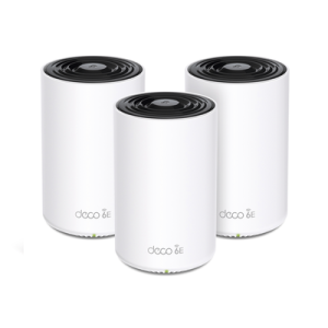 kit 3 routers inalámbricos mesh interior para hogar / doble banda wi fi 6e ax5400 mbps / 3 puerto gigabit wan/lan / 4 antenas internas / administración mediante la app deco (ios, android) / protección homeshield
