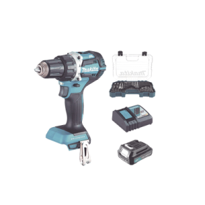 rotomartillo/taladro inalámbrico (1/2") de 1,900 rpm, 18vcc, incluye 1 batería bl1815n de 1.5ah, 1 cargador modelo dc18sd y un set de 75 pzas modelo e 06943