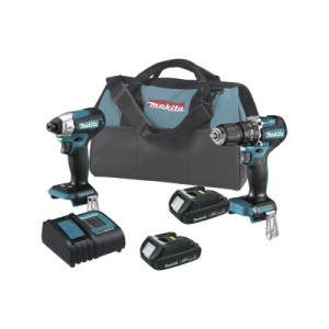 kit de rotomartillo atornillador dhp487z + atornillador de impacto dtd157z, incluye 2 baterías bl1815n, 1 cargador dc18sd y maleta de lona.