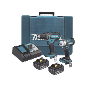 kit de rotomartillo atornillador dhp482 + atornillador de impacto dtw301, incluye 2 baterías bl1850b, 1 cargador dc18sd y maletín plastico