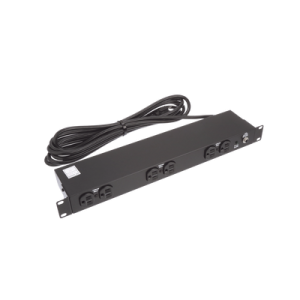 pdu básico de montaje en rack, con 6 salidas frontales nema 5 15r, enchufe de entrada nema 5 15p, de 19in, 1ur, 15 amp, 120 vca