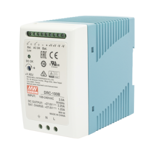 fuente de poder riel din 24v, 100w con cargador de bateria