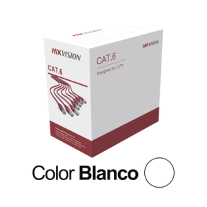 bobina de cable utp 305 mts / cat 6 (24 awg) / color blanco / pvc (cm) / uso en interior / cca (cobre con aluminio) / aplicaciones de cctv y redes de datos