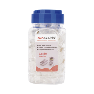 bote con 100 piezas de plug modular rj45 / cat 5e / chapado en oro a 30 micras / sin blindaje / facil instalación / uso interior / soporta norma tia 568b / cumple con rohs 2.0