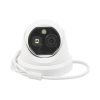 turret ip dual / térmica 1.8 mm (160 x 120) / Óptico 2 mm (4 megapixel) / detección de personas 53 mts / 15 mts ir / exterior ip67 / poe / termométrica / detección de temperatura / sirena y luz / micro sd 32 gb incluida