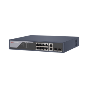 switch poe+ / administrable / uso en rack / 8 puertos 10/100 poe+ / 2 puertos 1000 mbps uplink / 2 puertos sfp / configuración nube desde hik partnerpro / modo extendido hasta 300 metros / 125 w