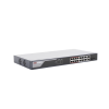 switch poe+ / monitoreable / 16 puertos 10/100 mbps poe+ / 2 puertos 1000 mbps uplink / 2 puertos sfp de uplink / configuración nube hik partner pro / modo extendido hasta 300 metros / 230 w