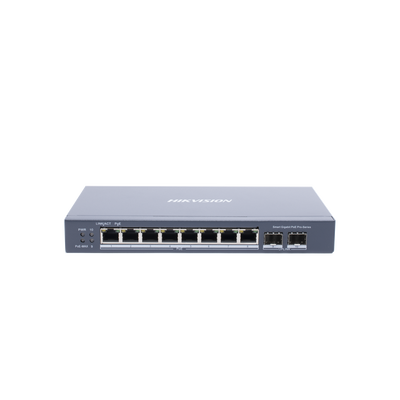 switch gigabit poe+ / administrable / 8 puertos gigabit poe+ / 2 puertos sfp / configuración nube hik partner pro / modo extendido hasta 300 metros / 110 w switch gigabit poe+ / administrable / 8 puertos gigabit poe+ / 2 puertos sfp / configuración nube hik partner pro / modo extendido hasta 300 metros / 110 w