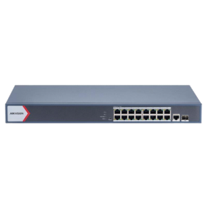 switch gigabit poe+ / administrable / 16 puertos 1000 mbps poe+ / 1 puerto 1000 mbps de uplink / 1 puerto sfp / configuración nube desde hik partner pro / modo extendido hasta 300 metros / 230 watts