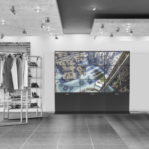 kit videowall comercial 3x3 / incluye 9 pantallas 55" / 3 controladores de 2 entradas hdmi / base de piso