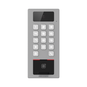 terminal de control de acceso / videoportero multiapartamento llamada a app / teclado / exterior antivandálico ip65 & ik09 / huella, tarjeta, código qr, pin o app hik connect / cámara 2 mp compatible con nvrs