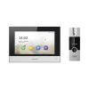kit de videoportero híbrido de plastico / ip a 4 hilos con función de llamada a app hik connect / monitor se conecta a internet por cable o wifi y por 4 hilos al frente de calle / expandible a mas equipos