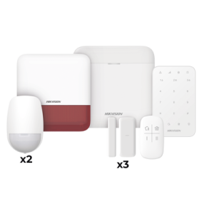 (ax pro) kit de alarma ax pro / incluye: 1 hub / 2 sensores pir / 3 contactos magnéticos mini / 1 control remoto / 1 sirena estrobo en color rojo inalámbrica exterior /1 teclado inalámbrico / wi fi / compatible con hik connect p2p