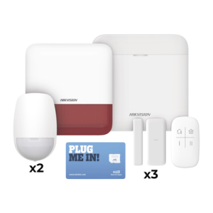 (ax pro) kit de alarma ax pro con gsm (3g/4g), wi fi y ethernet / incluye: 1 hub con batería de respaldo / 2 sensores pir / 3 contactos magnéticos slim / 1 control remoto / 1 sirena roja inalambrica exterior