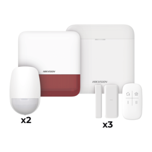 (ax pro) kit de alarma ax pro / incluye: 1 hub con batería de respaldo / 2 sensores pir / 3 contactos magnéticos mini / 1 control remoto / 1 sirena inalambrica exterior color rojo / wifi / compatible con hik connect p2p