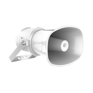 altavoz ip tipo trompeta | 7 watts | poe+ | integración con hik central professional | reproducción de audio vía red | ip67 | salida de 12 vcd | metal | compatible con hik connect