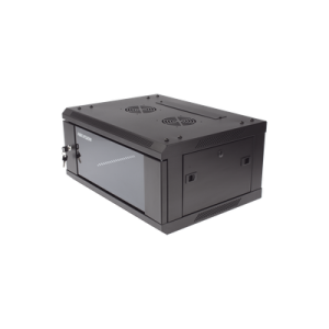 gabinete para montaje en pared piso / puerta de cristal templado / cuerpo fijo / 4 unidades de rack / 19" / fabricado en acero