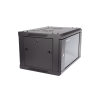 gabinete para montaje en pared piso / puerta de cristal templado / cuerpo fijo / 6 unidades de rack / 19" / fabricado en acero