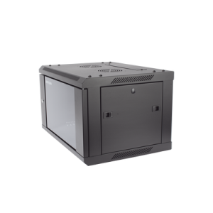 gabinete para montaje en pared piso / puerta de cristal templado / cuerpo fijo / 6 unidades de rack / 19" / fabricado en acero