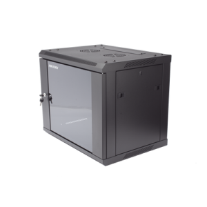 gabinete para montaje en pared piso / puerta de cristal templado / cuerpo fijo / 9 unidades de rack / 19" / fabricado en acero