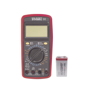 kit multímetro digital dt9205a 600 vcc / vca catii, con pantalla lcd. incluye batería er 9v de 9v