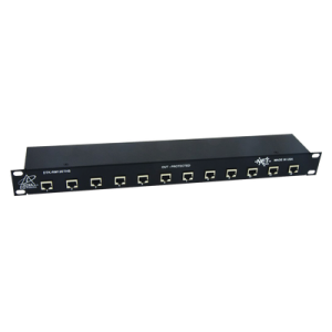 protector de puertos ip de 12 canales para uso en cat5e, cat6 y cat6a.