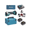 multiherramienta oscilante inalámbrica de 18v, incluye 2 baterías bl1850b de 5.0 a, cargador dc18rc, accesorios y estuche makpac