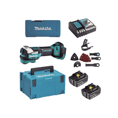 multiherramienta oscilante inalámbrica de 18v, incluye 2 baterías bl1850b de 5.0 a, cargador dc18rc, accesorios y estuche makpac multiherramienta oscilante inalámbrica de 18v, incluye 2 baterías bl1850b de 5.0 a, cargador dc18rc, accesorios y estuche makpac