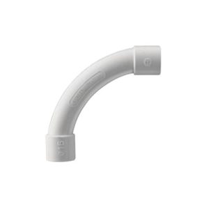 curva de radio estrecho para tubería rígida, recomendado para cables de datos, pvc auto extinguible, de 32 mm