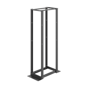 rack de cuatro postes estándar de 19", rieles numerados y roscados #12 24, profundidad ajustable de 450 a 1050 mm, 45 unidades de rack, color negro