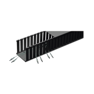 canaleta ranurada de pvc sin tapa, fiber duct™, 4 in de ancho, 4 in de alto y 1828.8 mm de largo, color negro