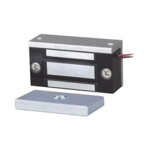 chapa magnética de 36 kg (80 lbs) / uso en lockers o gabinetes / 12~24 vdc / tamaño miniatura 70x31x19 mm / protección mov / sin magnetismo residual / montaje completo