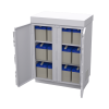 gabinete de lámina galvanizada para baterías (hasta 12 baterías pl110d12) y equipo de comunicación.