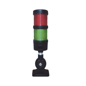 torre led indicadora de estado de 2 niveles color rojo y verde, con buzzer integrado a 85 db, a 24 vcd con montaje incluido de 60 mm de diámetro