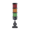 torre led indicadora de estado de 3 niveles color rojo, Ámbar y verde, con buzzer integrado a 85 db, a 24 vcd con montaje incluido de 60 mm de diámetro