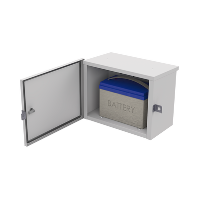 gabinete de acero galvanizado, para instalación de 1 batería pl110d12, (550 x 420 x 290 mm) instalación en piso o poste, accesorios (no incluidos) gabinete de acero galvanizado, para instalación de 1 batería pl110d12, (550 x 420 x 290 mm) instalación en piso o poste, accesorios (no incluidos)