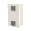 gabinete acero galv. para 2 baterías pl110d12 (400 x 730 x 300mm). puerta ventilada. acc. para piso o poste no incluidos.