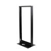 rack de 2 postes, estándar 19", 24 unidades, fabricado en acero, base "l" para anclar a piso.