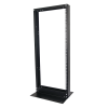 rack de 2 postes, estándar 19", 24 unidades, fabricado en acero, base "l" para anclar a piso.