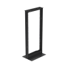 rack de 2 postes (doble perforación), estándar 19", 24 unidades, fabricado en acero, base "l" para anclar a piso.