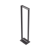 rack de 2 postes, estándar 19", 45 unidades, fabricado en acero, base "l" para anclar a piso.