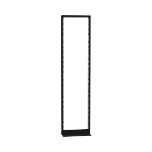 rack de 2 postes (doble perforación), estándar 19", 45 unidades, fabricado en acero, base "l" para anclar a piso.
