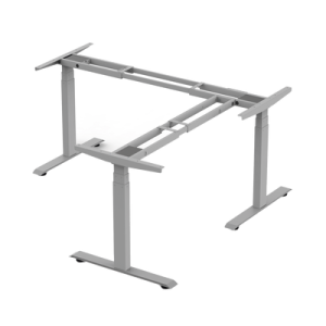 base de escritorio motorizado profesional tipo l (3 columnas) / altura ajustable 60 125cm / estructura estable / funcionamiento suave / 4 preset de posiciones / color gris / soporta hasta 150kg de carga